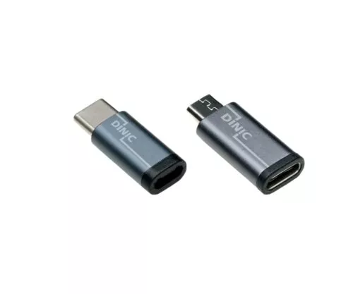 Rinkinys, USB C vyriškasis ir mikro moteriškasis + C moteriškasis ir mikro vyriškasis 2x USB adapteris, aliuminis, pilkos spalvos, DINIC dėžutė